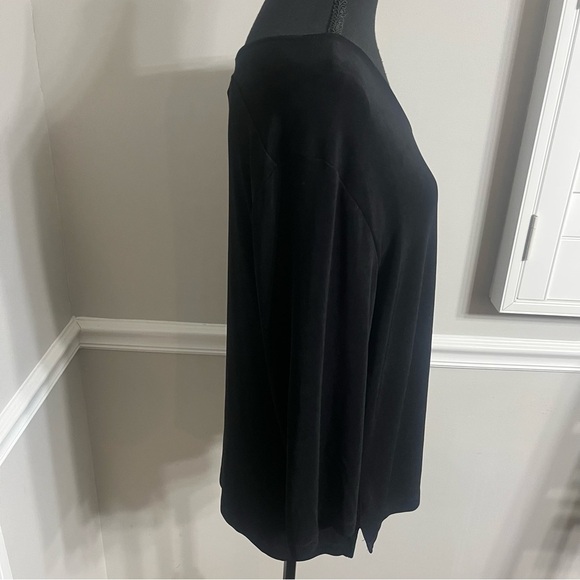 Travelers by Chicos black 3/4 sleeve top size 3 liquid fabric wrinkle resistant - Picture 4 of 6